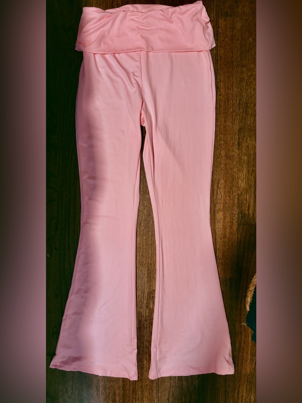 Women's Pink Fold-Over Waist Flared Pants